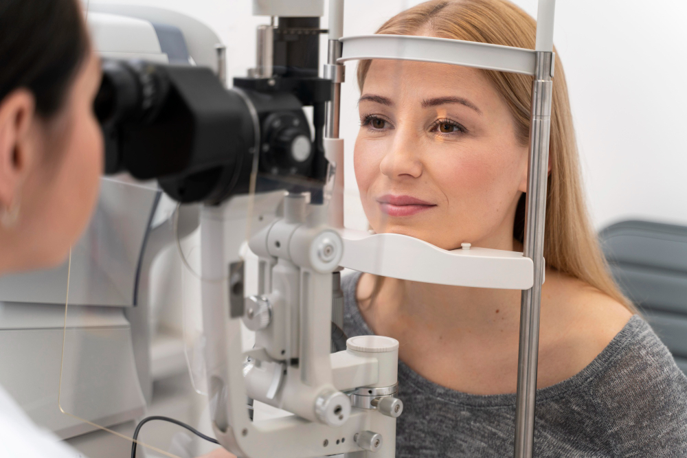 chica haciéndose examen para saber si es candidata para una cirugía refractiva